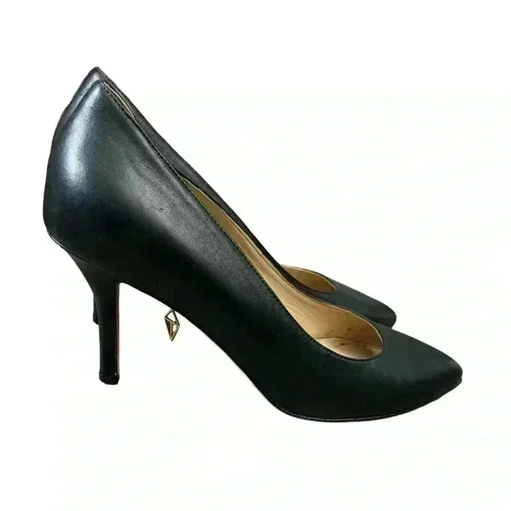 Thesis Couture Eve Classic Pump Designer Heels Black Leather Size EU 38 US 7.5